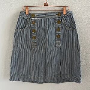 Anthropologie Pilcro Railroad Print Light Denim Vibe Skirt US 4
